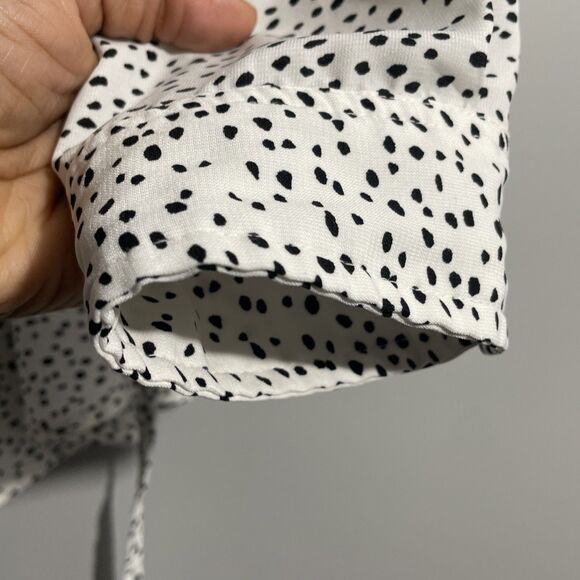 Isabel Maternity Women’s M Black White Roll-Tab Long Sleeve Blouse Back Tie - Picture 4 of 15